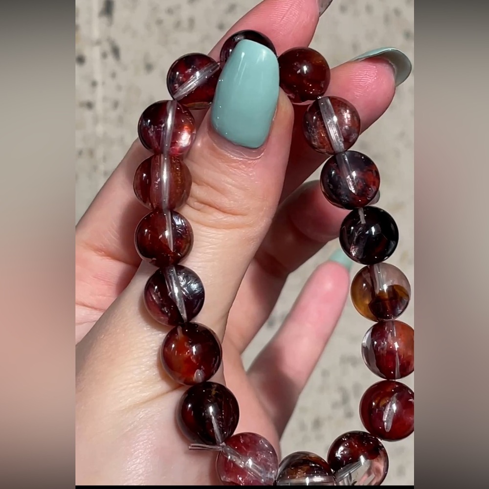 Natural Red Hematoid Quartz Stretch Bracelet